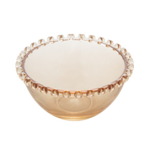 bowl Cristal De Chumbo Coracao Ambar Metalizado 13x6,5cm - Lyor