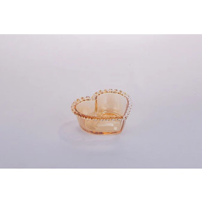 Bowl Raso Cristal De Chumbo Coracao Ambar Metalizado 11,5x4,5cm - Lyor