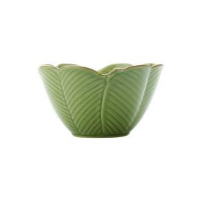 Centro De Mesa Decorativo De Ceramica Banana Leaf Verde 16x8,5cm - Lyor