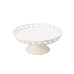 Centro De Mesa Decorativo De Ceramica Coracao Branco 20,5cm - Lyor