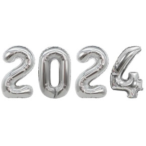 Balão decorativo 2024 - 16'' (40cm) Prata - Cury
